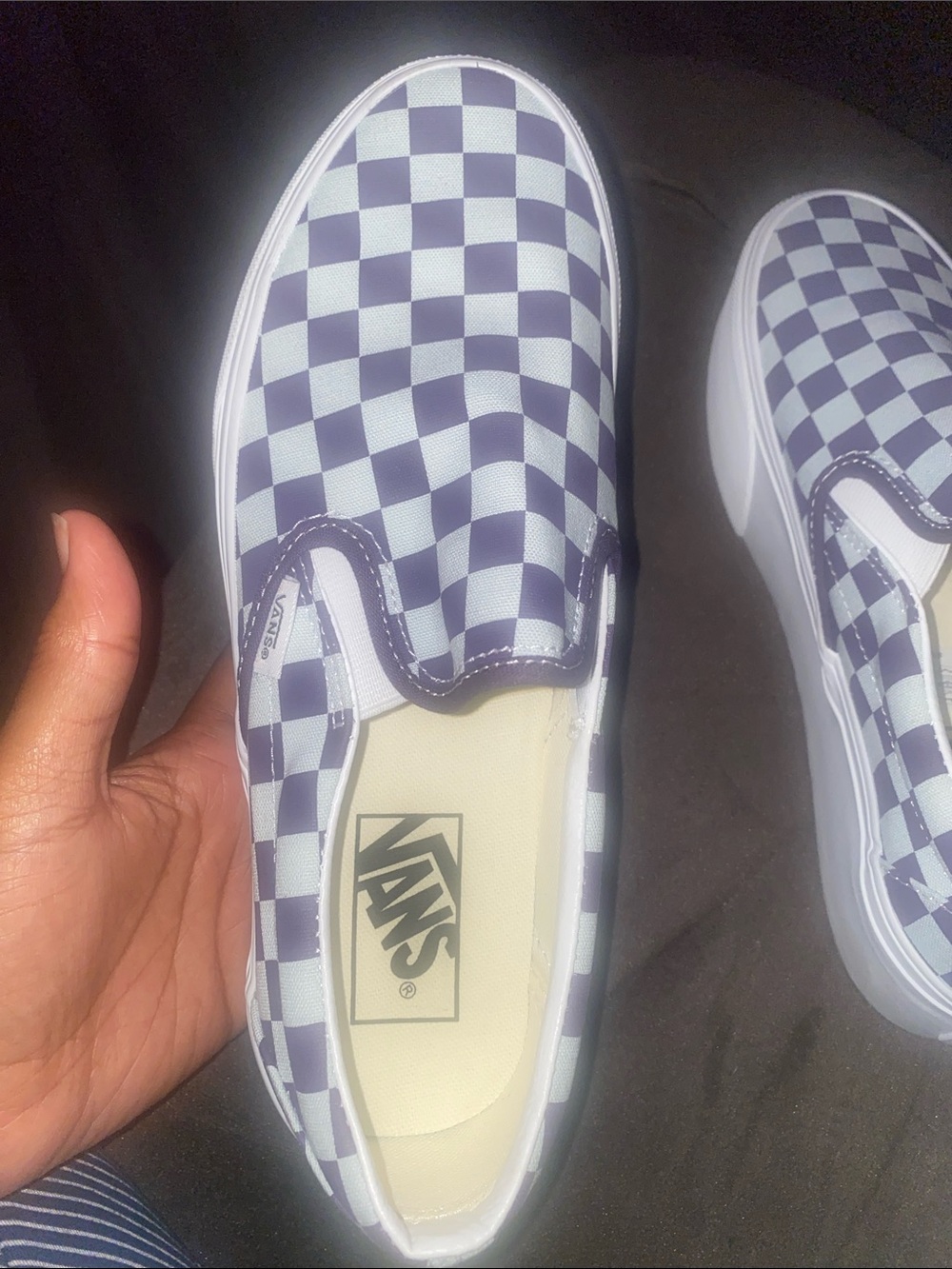Vans Slip-On Checkerboard Sneakers - Navy and White